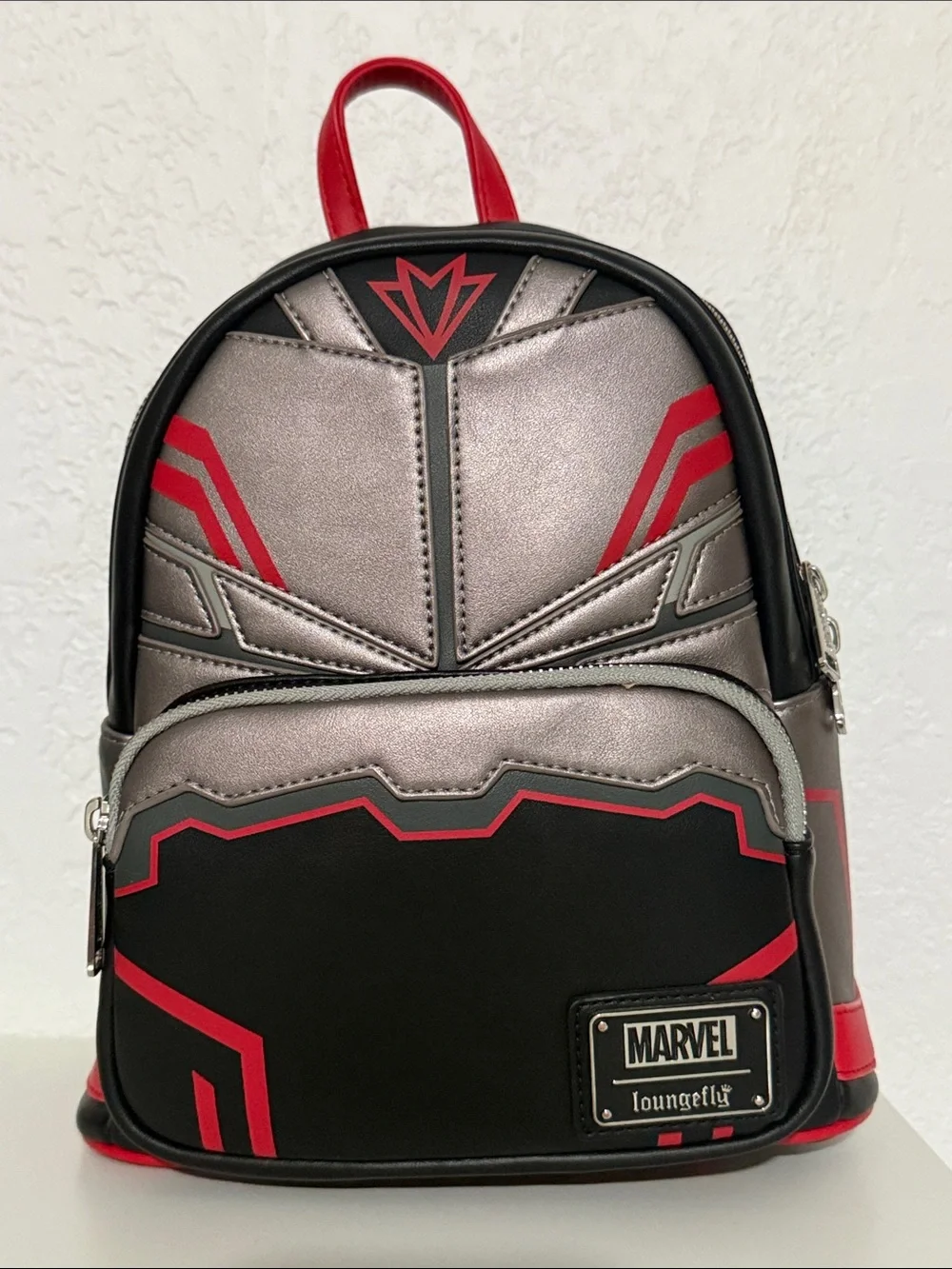 Loungefly Metallic Silver & Red Marvel Mini Backpack